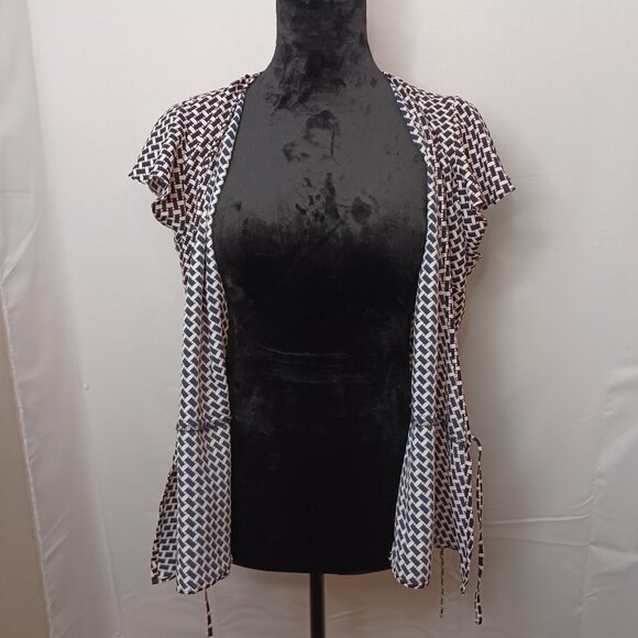 Women's Tommy Hilfiger Black/White/Red Side Tie Blouse Size Medium - Picture 9 of 11